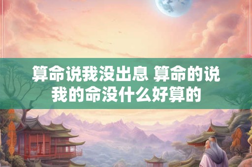 算命说我没出息 算命的说我的命没什么好算的