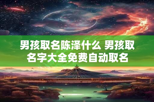男孩取名陈泽什么 男孩取名字大全免费自动取名