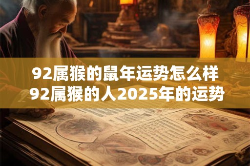 92属猴的鼠年运势怎么样 92属猴的人2025年的运势及运程