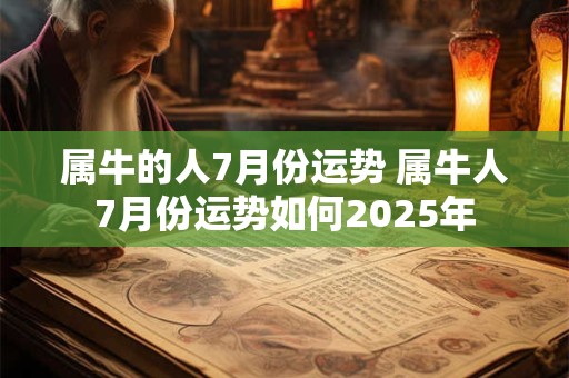 属牛的人7月份运势 属牛人7月份运势如何2025年