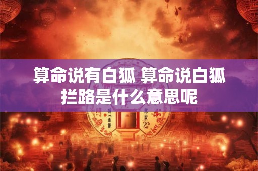 算命说有白狐 算命说白狐拦路是什么意思呢