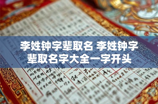 李姓钟字辈取名 李姓钟字辈取名字大全一字开头
