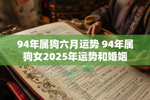 94年属狗六月运势 94年属狗女2025年运势和婚姻