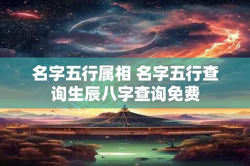 名字五行属相 名字五行查询生辰八字查询免费