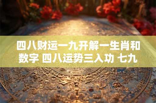 四八财运一九开解一生肖和数字 四八运势三入功 七九可单可跟后打一生肖