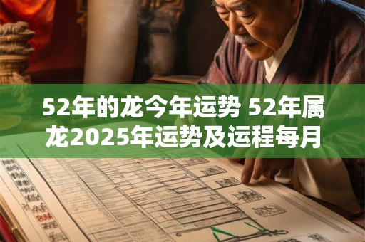 52年的龙今年运势 52年属龙2025年运势及运程每月运程