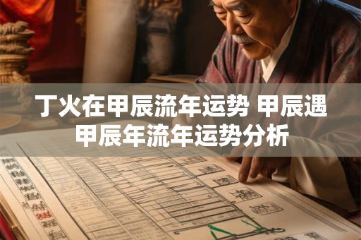 丁火在甲辰流年运势 甲辰遇甲辰年流年运势分析