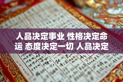 人品决定事业 性格决定命运 态度决定一切 人品决定性格还是性格决定人品