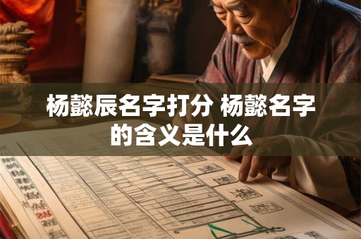 杨懿辰名字打分 杨懿名字的含义是什么