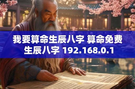 我要算命生辰八字 算命免费 生辰八字 192.168.0.1