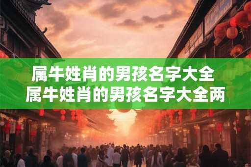 属牛姓肖的男孩名字大全 属牛姓肖的男孩名字大全两个字