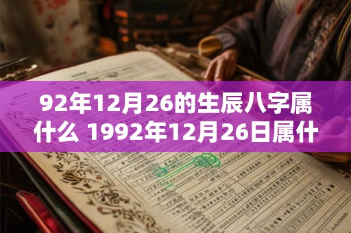 92年12月26的生辰八字属什么 1992年12月26日属什么生肖