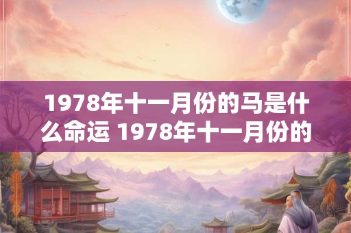 1978年十一月份的马是什么命运 1978年十一月份的马是什么命运呀