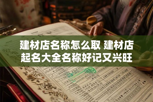 建材店名称怎么取 建材店起名大全名称好记又兴旺