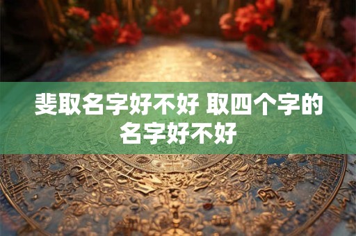 斐取名字好不好 取四个字的名字好不好