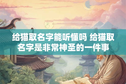 给猫取名字能听懂吗 给猫取名字是非常神圣的一件事