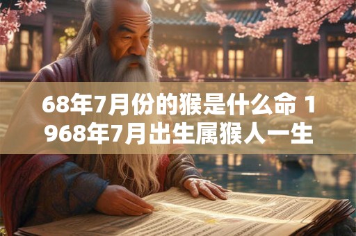 68年7月份的猴是什么命 1968年7月出生属猴人一生命运如何