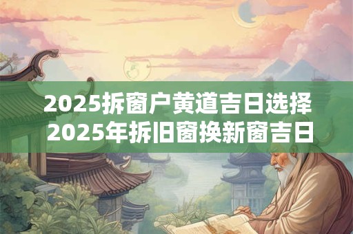 2025拆窗户黄道吉日选择 2025年拆旧窗换新窗吉日