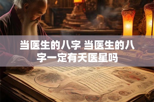 当医生的八字 当医生的八字一定有天医星吗
