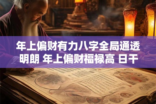 年上偏财有力八字全局通透明朗 年上偏财福禄高 日干旺相是英豪
