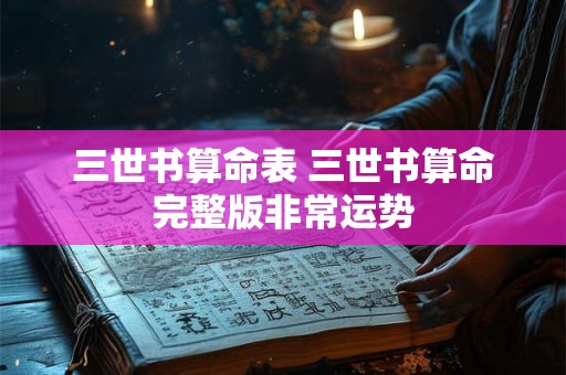 三世书算命表 三世书算命完整版非常运势