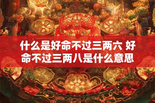 什么是好命不过三两六 好命不过三两八是什么意思