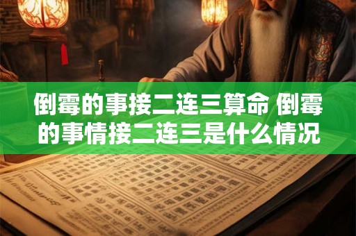 倒霉的事接二连三算命 倒霉的事情接二连三是什么情况