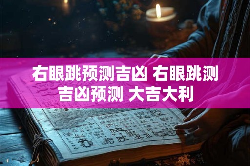 右眼跳预测吉凶 右眼跳测吉凶预测 大吉大利
