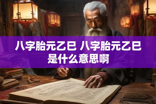 八字胎元乙巳 八字胎元乙巳是什么意思啊