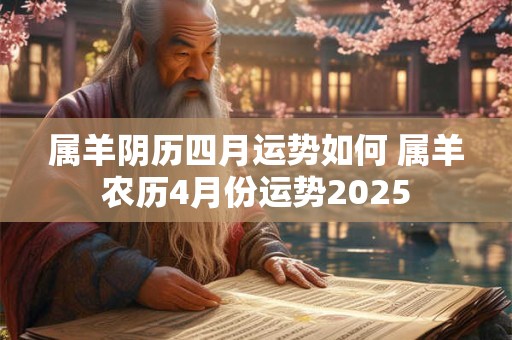属羊阴历四月运势如何 属羊农历4月份运势2025