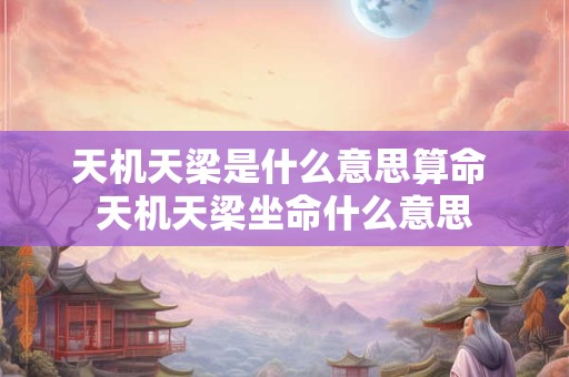 天机天梁是什么意思算命 天机天梁坐命什么意思