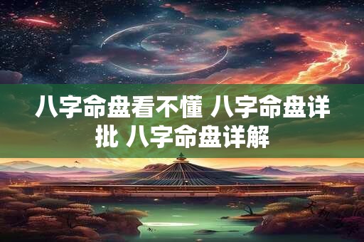 八字命盘看不懂 八字命盘详批 八字命盘详解