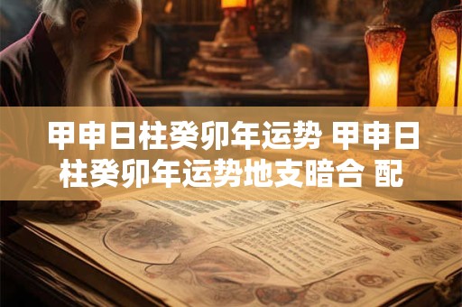 甲申日柱癸卯年运势 甲申日柱癸卯年运势地支暗合 配偶出轨