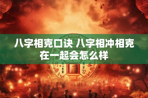 八字相克口诀 八字相冲相克在一起会怎么样