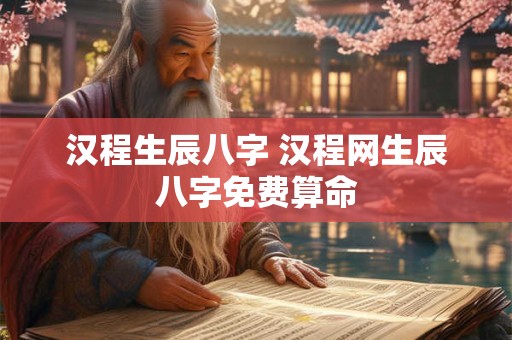 汉程生辰八字 汉程网生辰八字免费算命