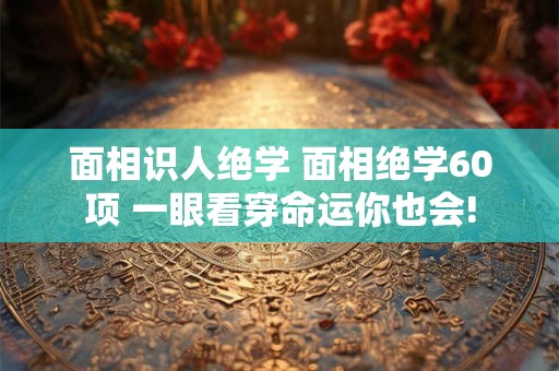 面相识人绝学 面相绝学60项 一眼看穿命运你也会!