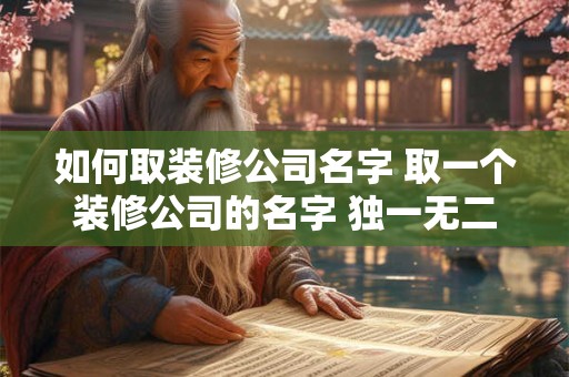 如何取装修公司名字 取一个装修公司的名字 独一无二的