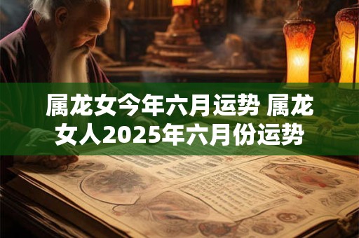 属龙女今年六月运势 属龙女人2025年六月份运势