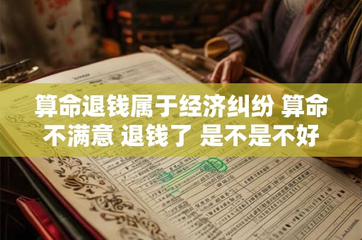 算命退钱属于经济纠纷 算命不满意 退钱了 是不是不好呀