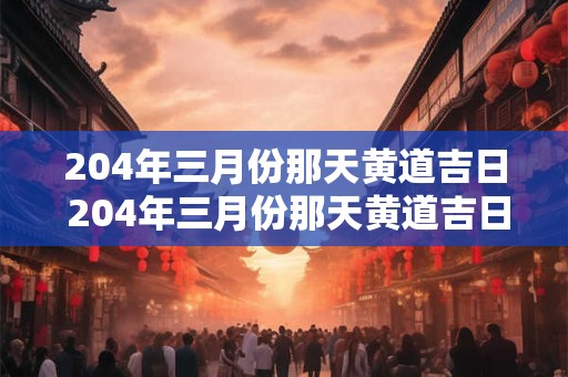 204年三月份那天黄道吉日 204年三月份那天黄道吉日是哪一天