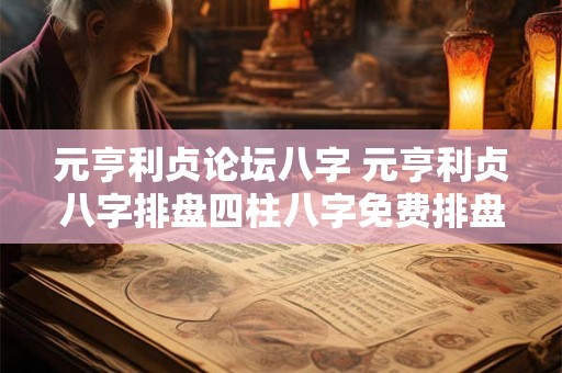 元亨利贞论坛八字 元亨利贞八字排盘四柱八字免费排盘