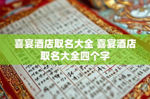 喜宴酒店取名大全 喜宴酒店取名大全四个字