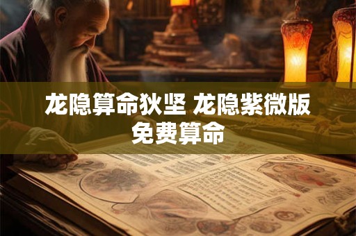 龙隐算命狄坚 龙隐紫微版免费算命
