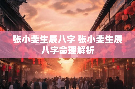 张小斐生辰八字 张小斐生辰八字命理解析