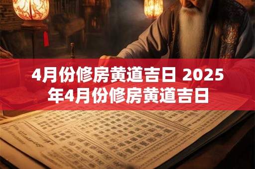 4月份修房黄道吉日 2025年4月份修房黄道吉日