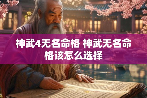 神武4无名命格 神武无名命格该怎么选择