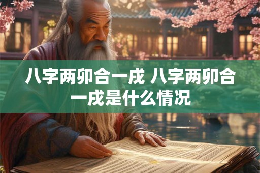 八字两卯合一戌 八字两卯合一戌是什么情况