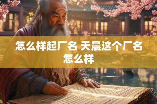 怎么样起厂名 天晨这个厂名怎么样
