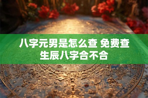 八字元男是怎么查 免费查生辰八字合不合