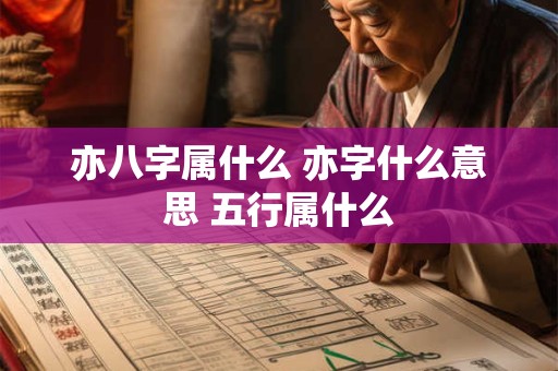 亦八字属什么 亦字什么意思 五行属什么